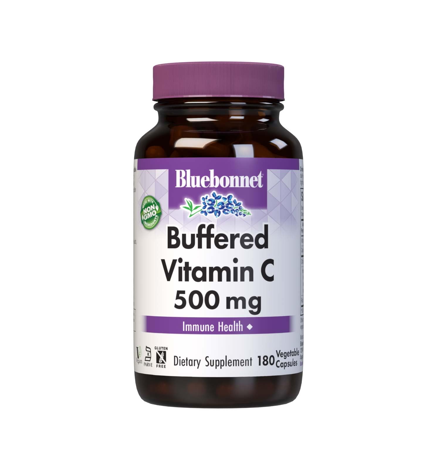 BlueBonnet Buffered Vitamin C-500 mg bottle front view highlighting immune support potential