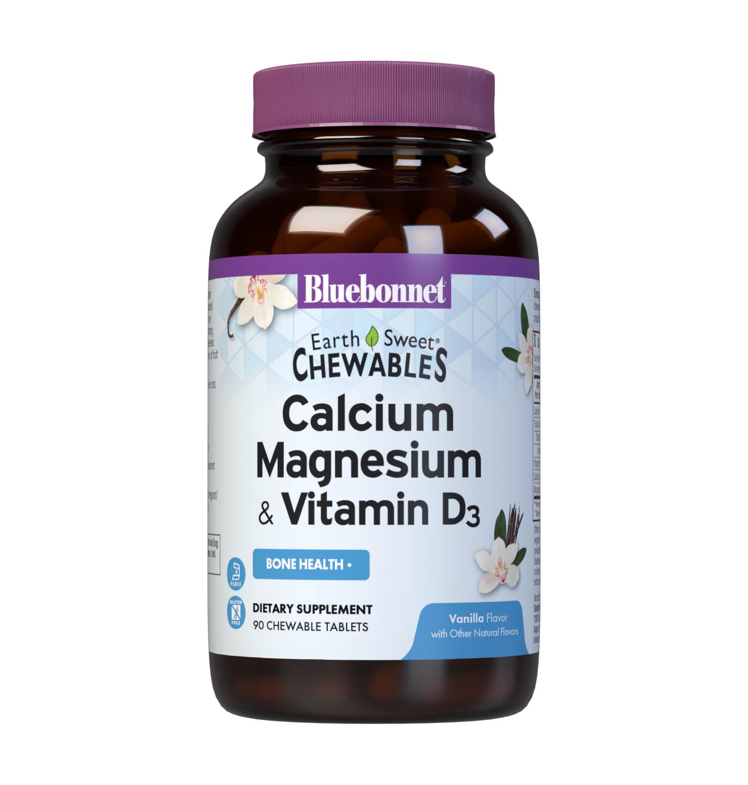 BlueBonnet Calcium Magnesium D3 EarthSweet bottle for easy daily supplementation.