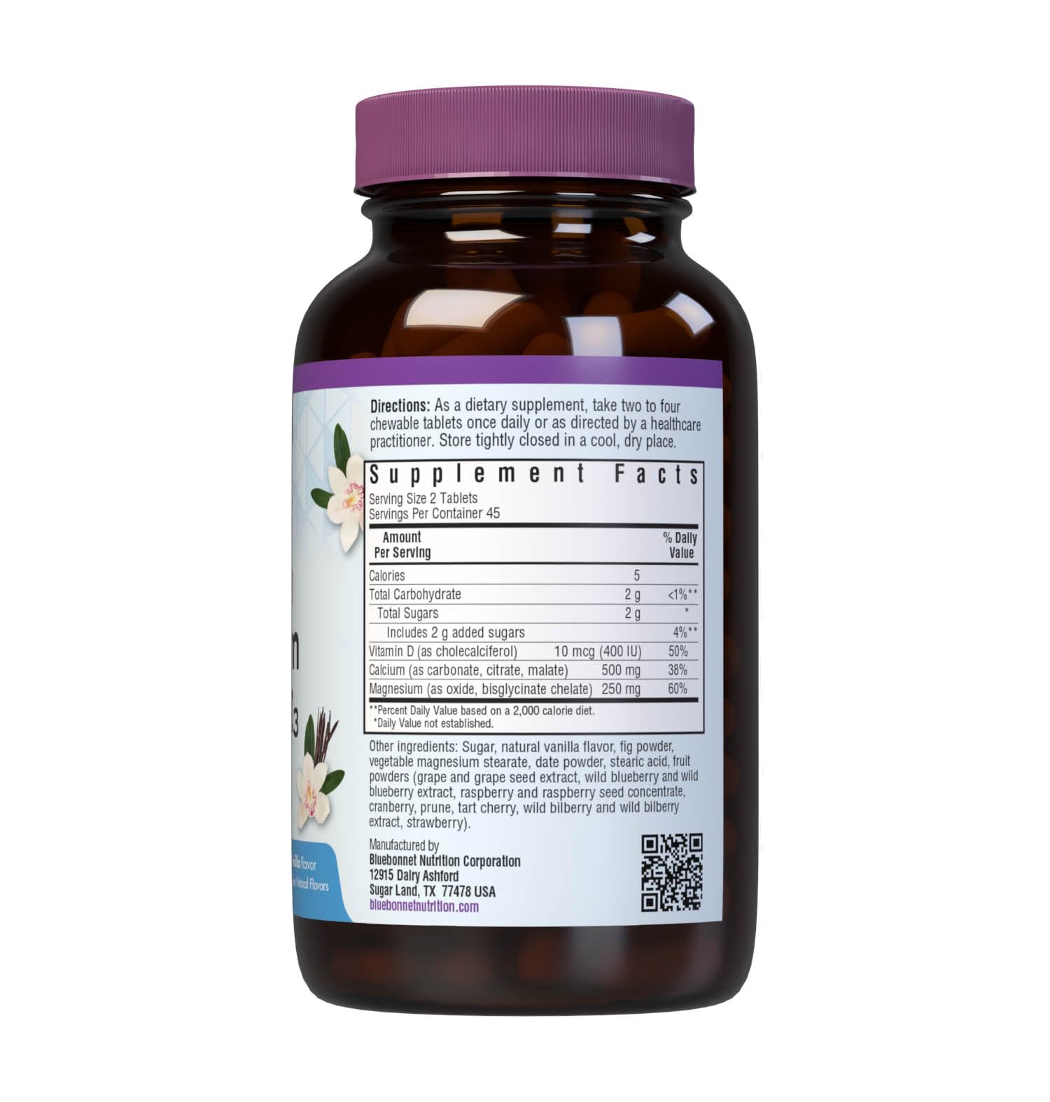 BlueBonnet Calcium Magnesium D3 EarthSweet lozenges close-up showing chewable form.