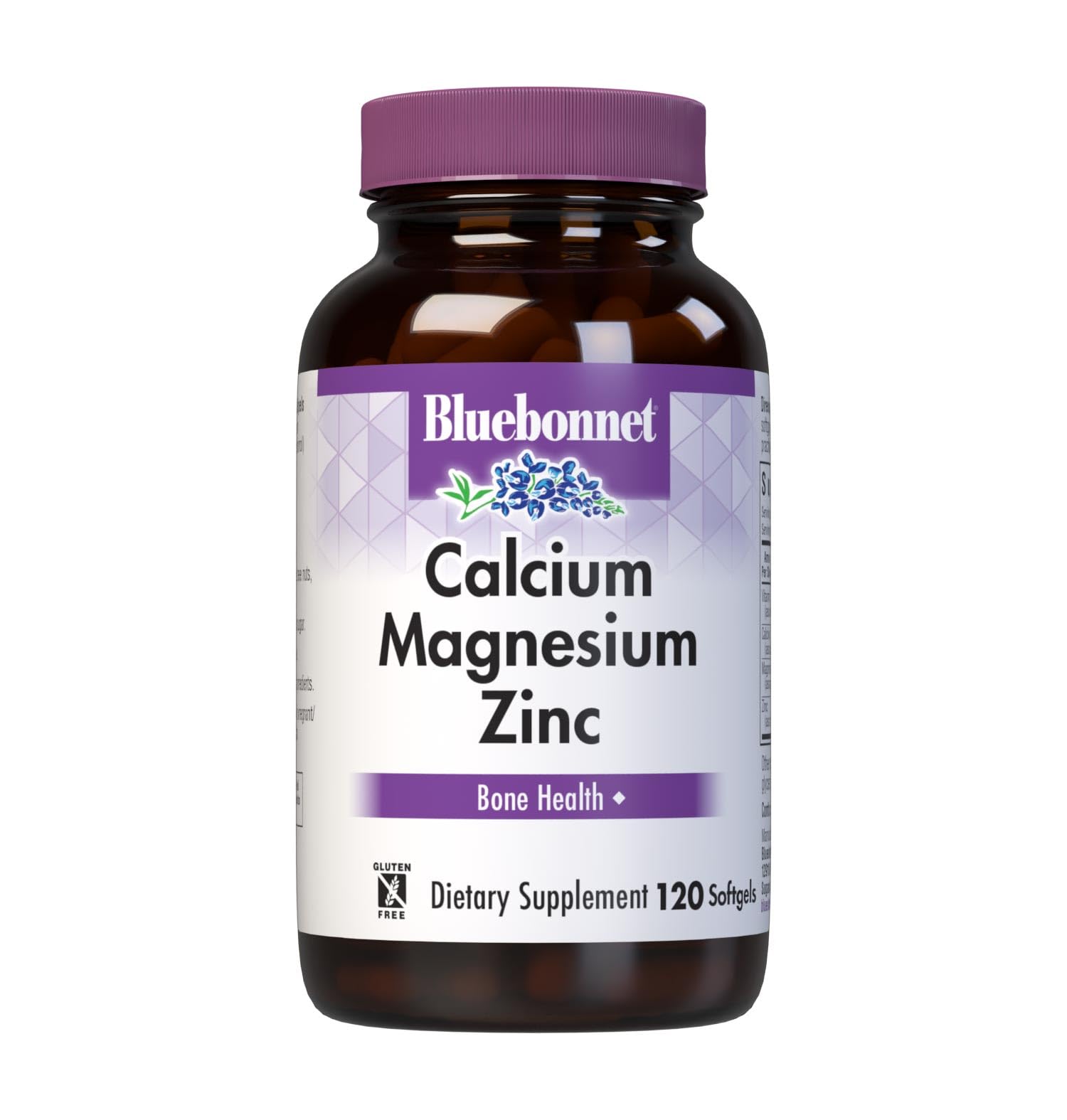 BlueBonnet Calcium Magnesium Zinc Plus Vitamin D3 softgel bottle front for bone support and daily wellness