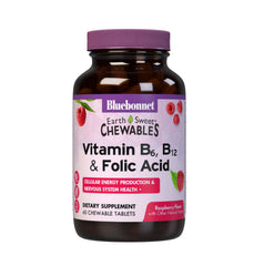 BlueBonnet EarthSweet raspberry chewables bottle for easy daily use.