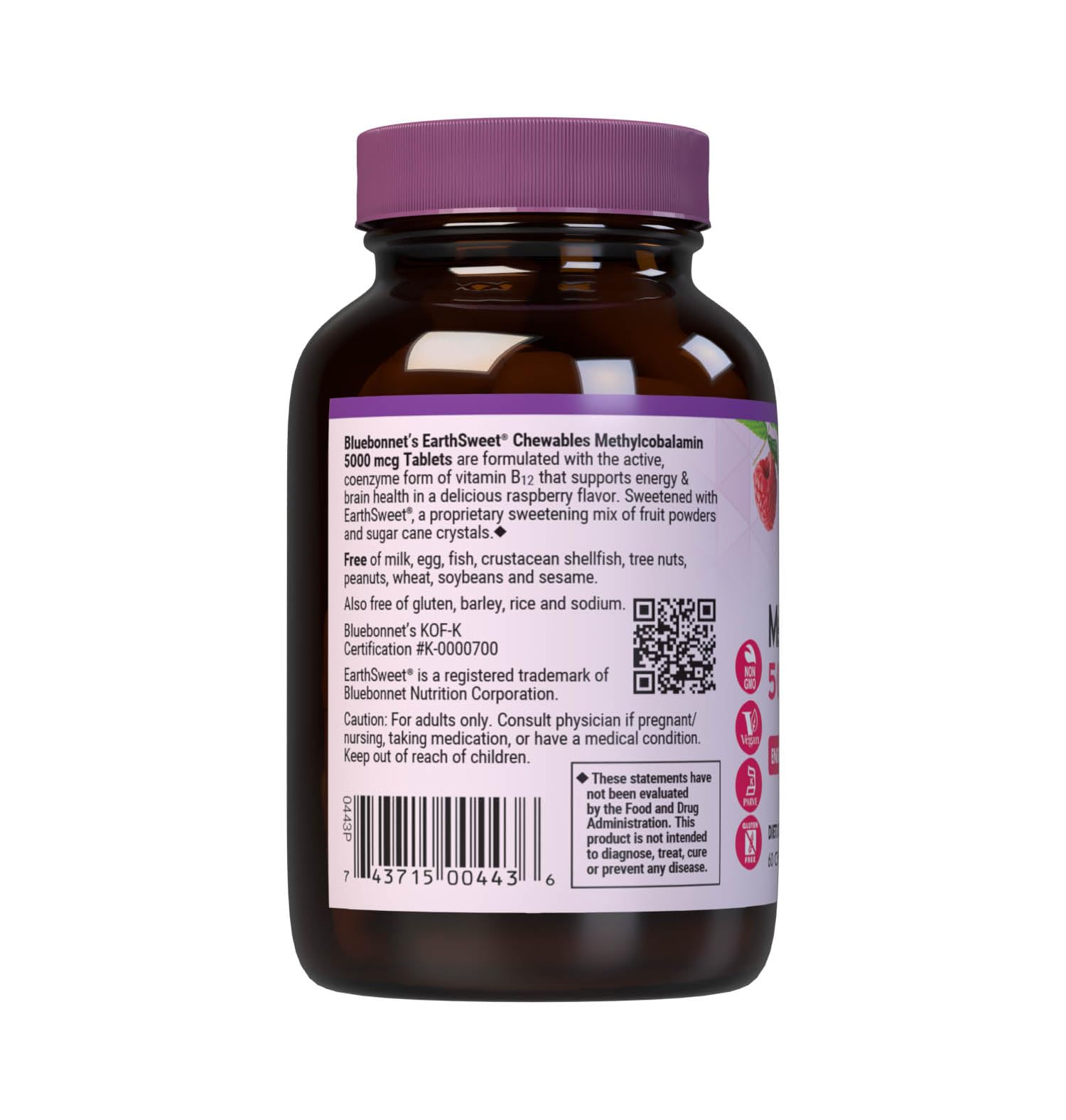 Bluebonnet EarthSweet raspberry-flavored chewables for daily B12