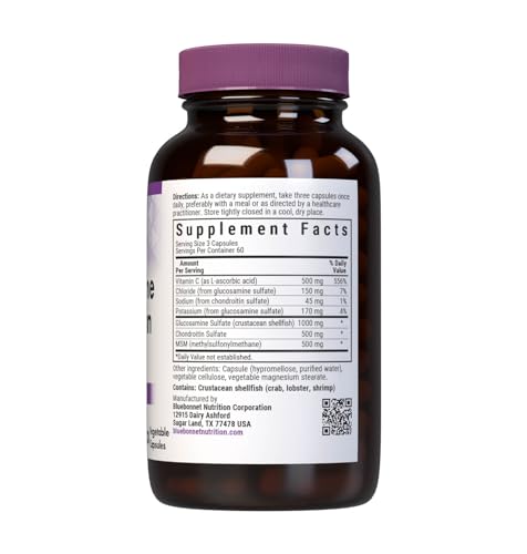 BlueBonnet panel shows Glucosamine, Chondroitin and MSM ingredients for joints.