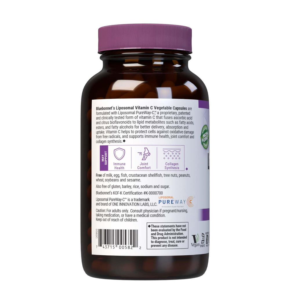 BlueBonnet Liposomal Vitamin C label detail emphasizes Sunflower Oil delivery