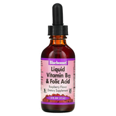 Bluebonnet Raspberry liquid B12 and folic drops may support energy production.