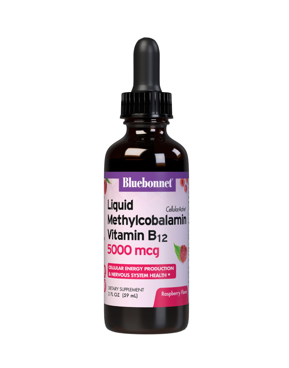 BlueBonnet Raspberry B12 liquid drops for easy daily energy support