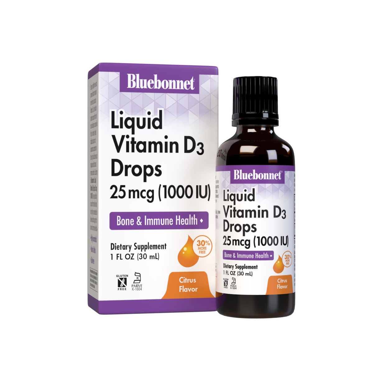 BlueBonnet Vitamin D3 drops bottle close-up for daily wellness