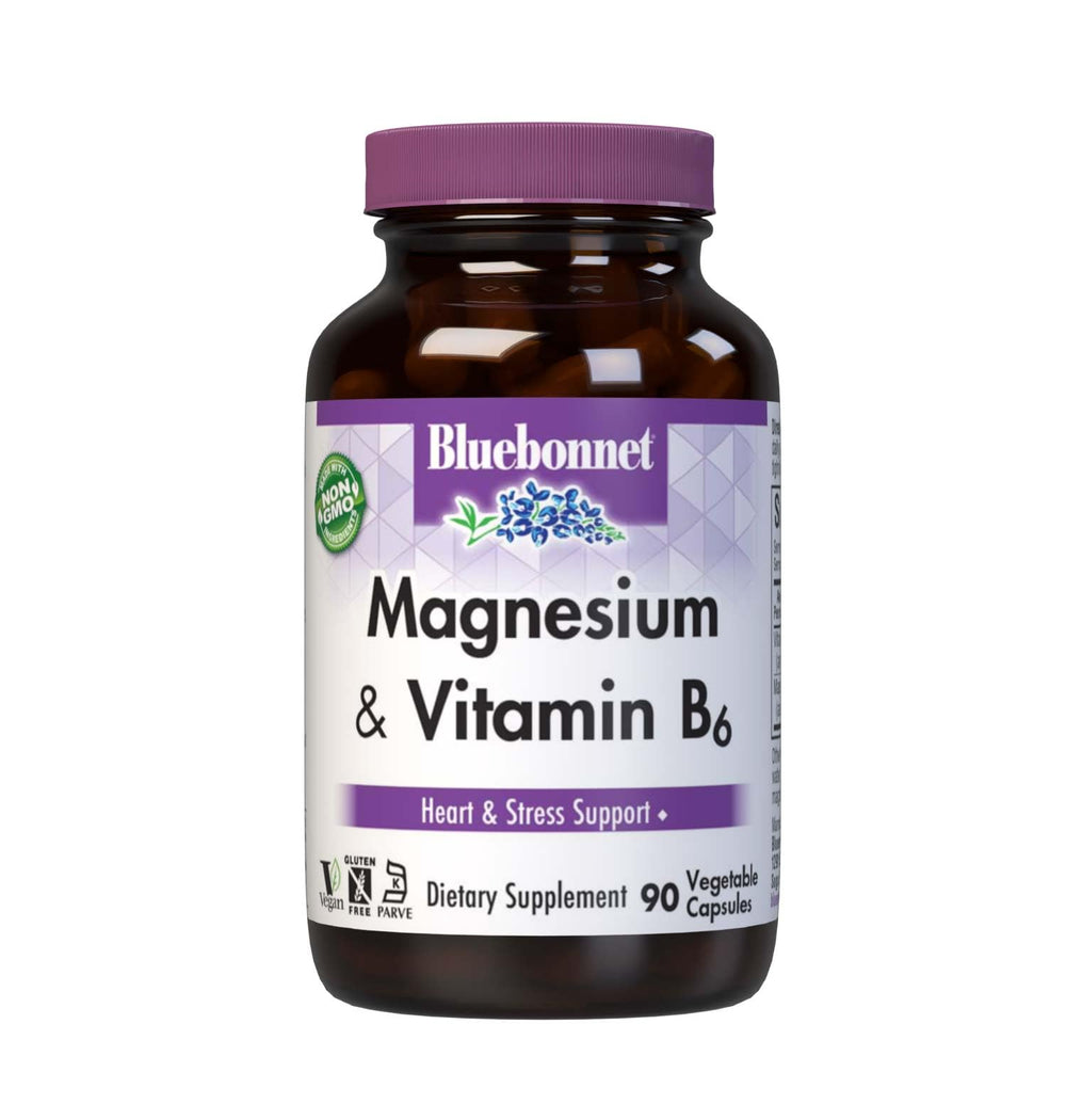 BlueBonnet Magnesium & B6 bottle pour ready for daily serving.