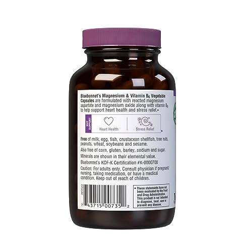 BlueBonnet Magnesium & B6 ingredient panel with Mg and B6 details.