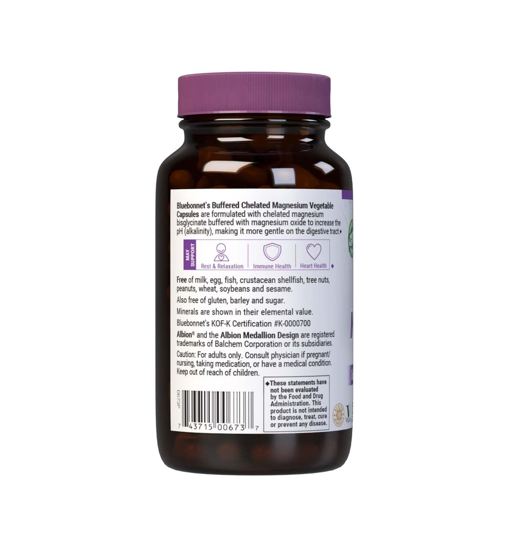 Bluebonnet magnesium bisglycinate ingredient close-up highlighting gentle absorption.