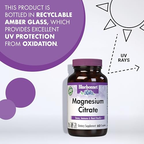 BlueBonnet Magnesium Citrate 400 mg caplets packaging-side notes vegan gluten-free status.