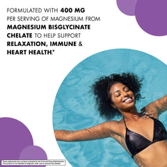 BlueBonnet Magnesium Glycinate 400mg label displays non-GMO gluten-free soy-free formula.