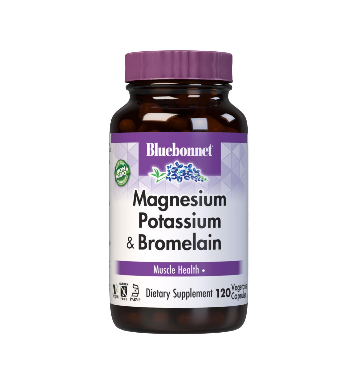 BlueBonnet magnesium-potassium-bromelain bottle for daily muscle support