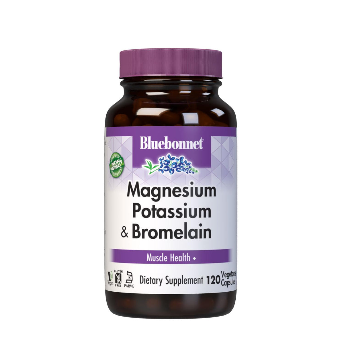BlueBonnet magnesium-potassium-bromelain bottle for daily muscle support