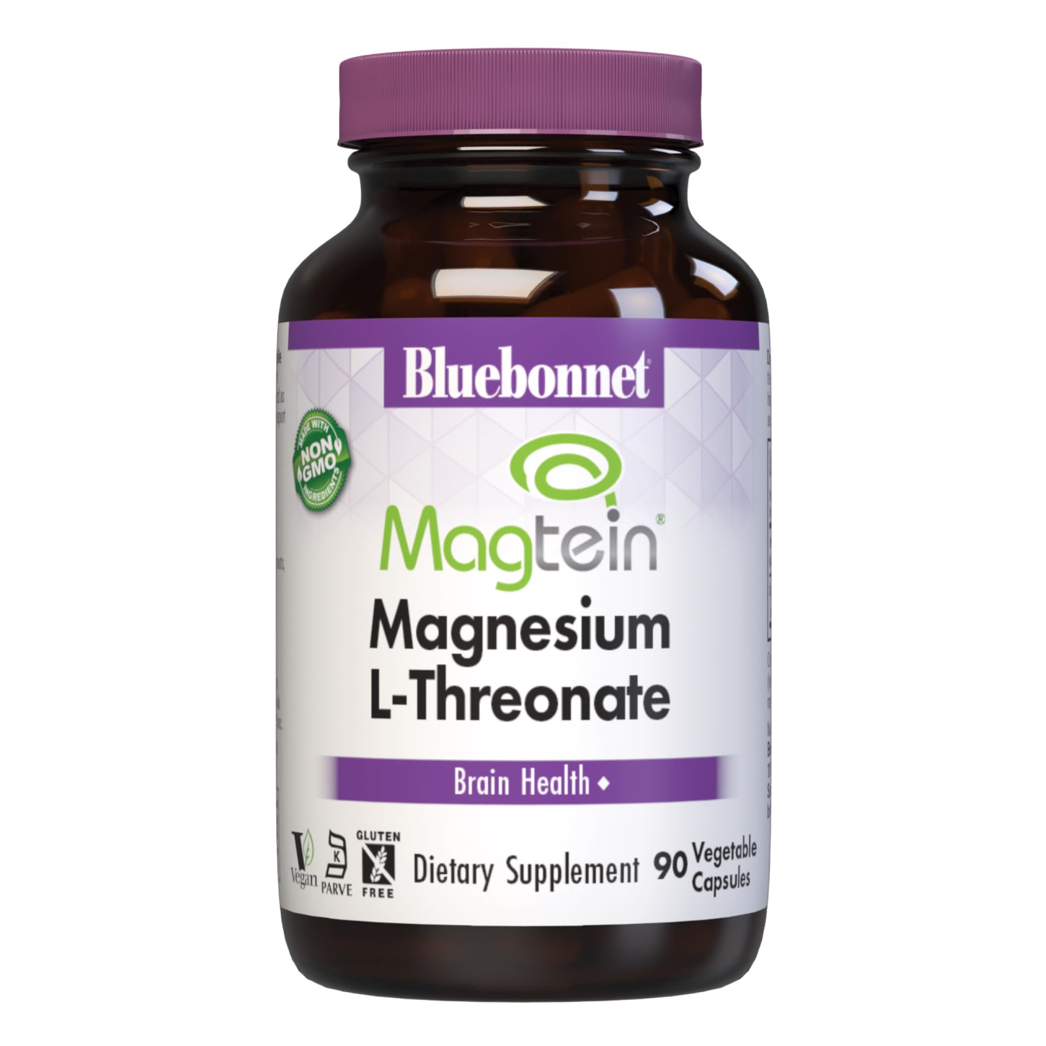 BlueBonnet Magtein bottle front view showing label and brain health potential.
