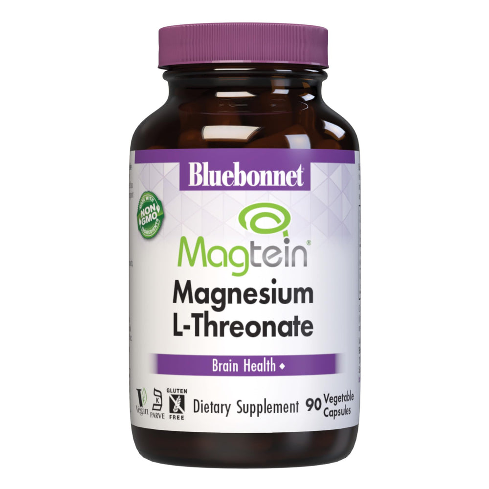 BlueBonnet Magtein bottle front view showing label and brain health potential.