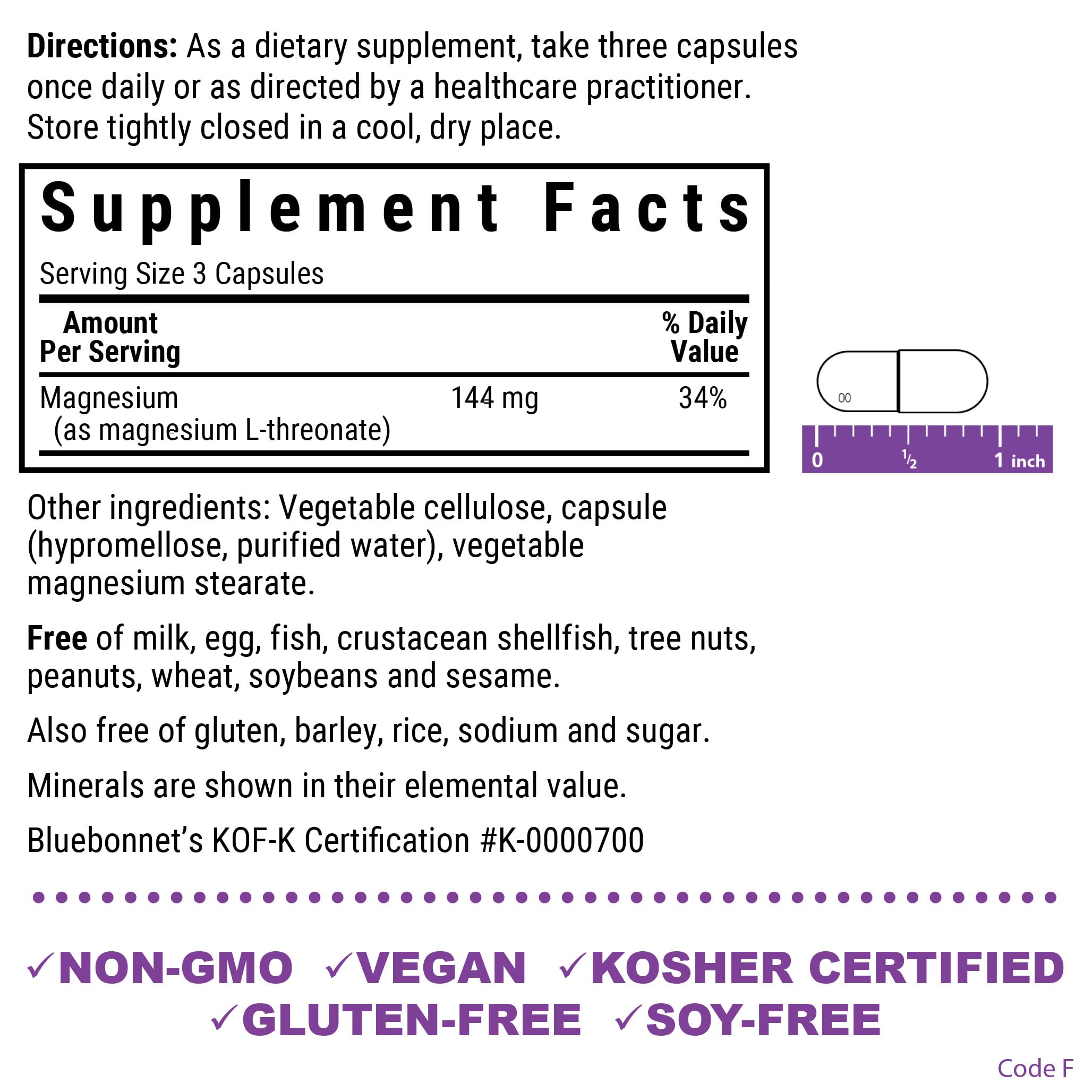 BlueBonnet Magtein capsules close-up for daily wellness routines.