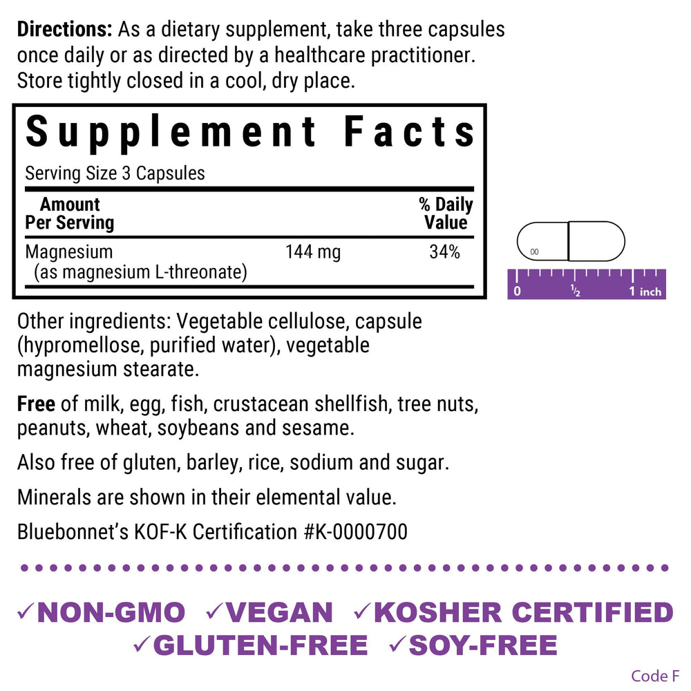BlueBonnet Magtein capsules close-up for daily wellness routines.