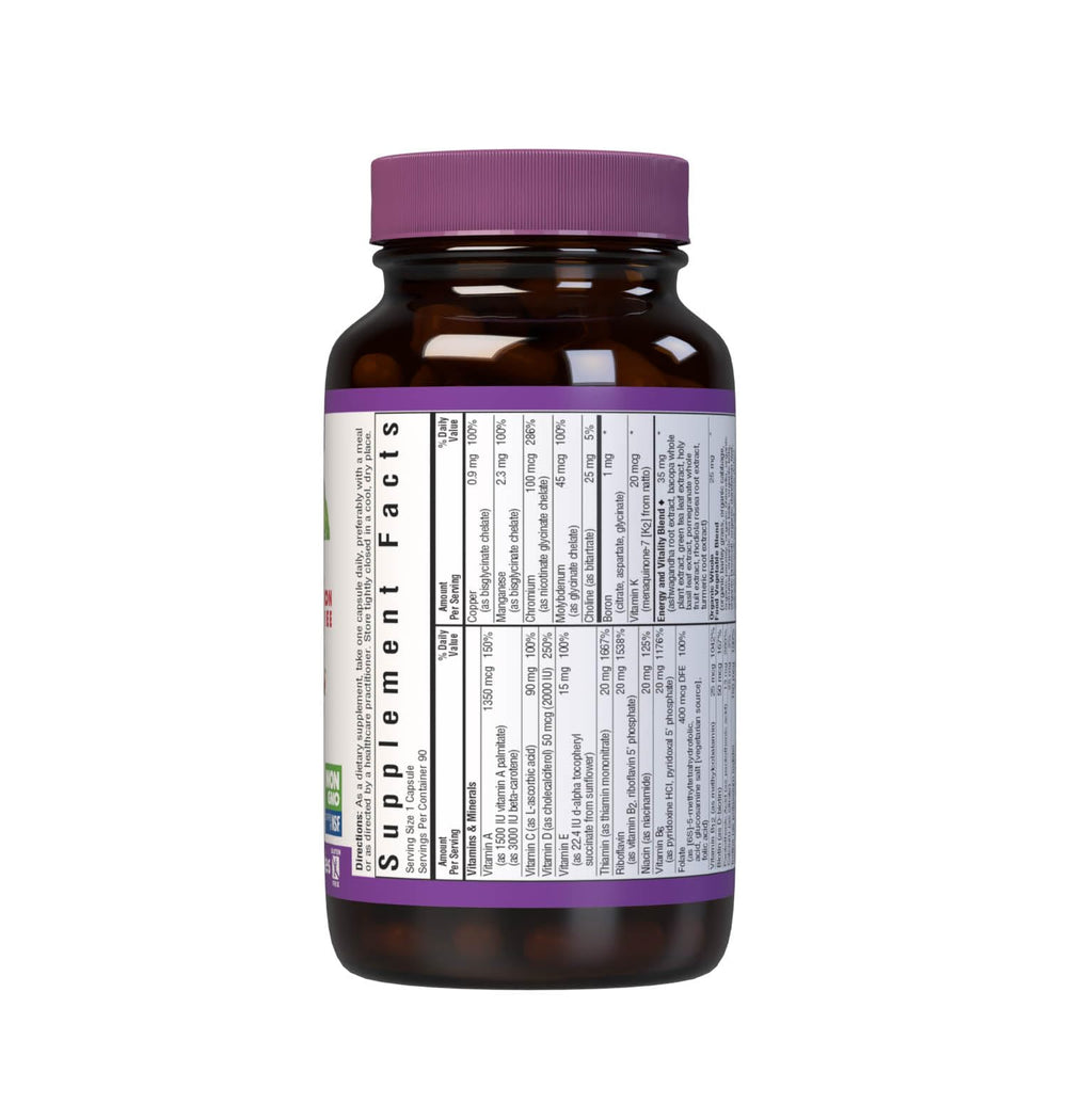Bluebonnet Maxi One label nutrition facts emphasizing whole-food ingredients
