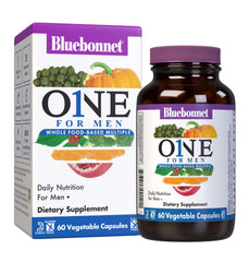 Bluebonnet Men’s One Vegetable Capsule bottle for daily energy and vitality support.