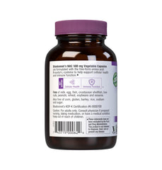 BlueBonnet NAC 500 mg capsules arranged as vegetarian-friendly supplement