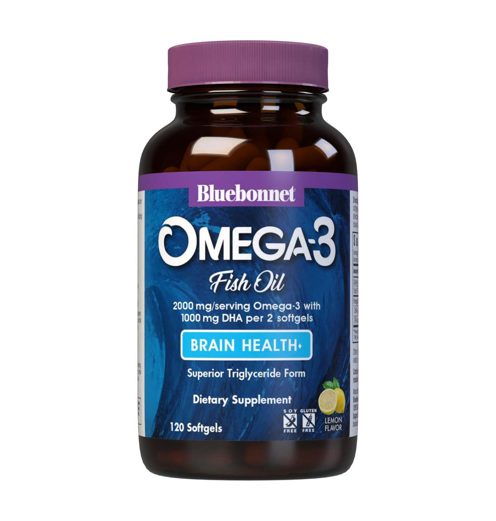 BlueBonnet Omega-3 Brain Formula bottle front for daily cognitive support