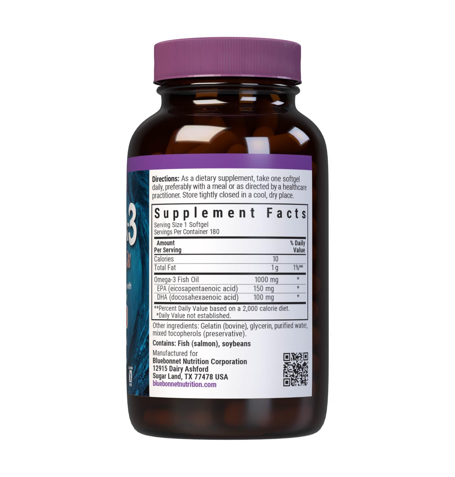BlueBonnet Omega-3 Salmon Oil softgels in hand for daily wellness
