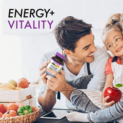 Bluebonnet One for Men label nutrition panel with coenzyme B vitamins for energy support.