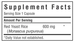 Bluebonnet Red Yeast Rice capsules with supplement facts panel visible.