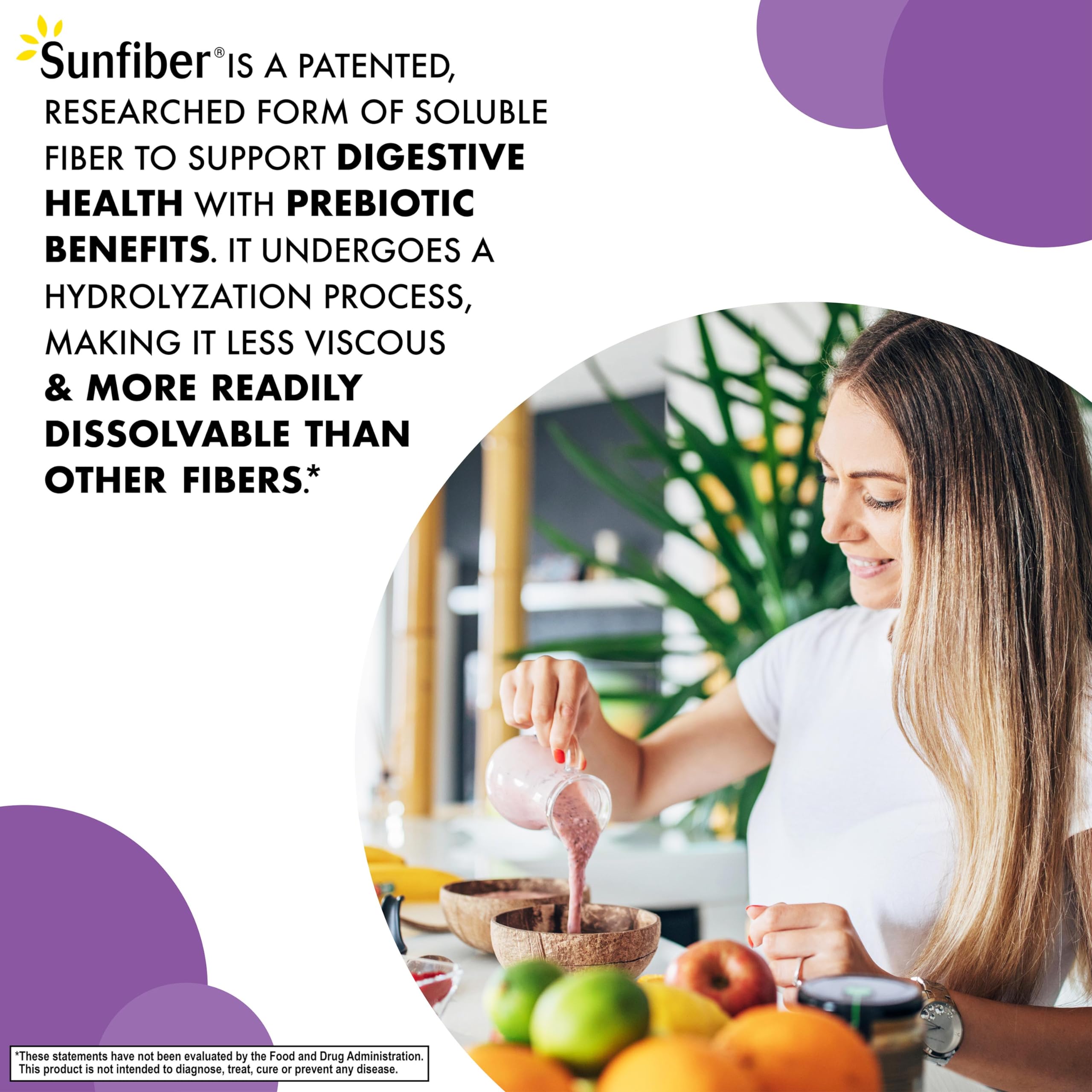Unflavored Sunfiber blends into drinks without altering taste