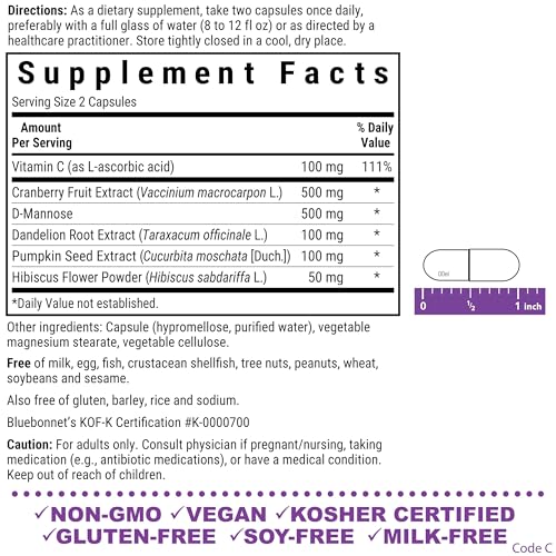 Bluebonnet Urinary Tract Support D-mannose ingredient close-up for urinary balance