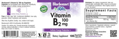 Bluebonnet Vitamin B2 capsules close-up showing easy-to-swallow vegan capsules