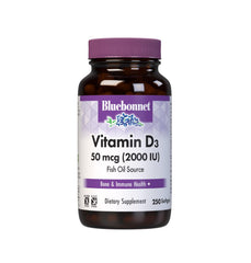 BlueBonnet Vitamin D3 2000 IU bottle highlights high-potency immune support and bone health.