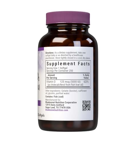BlueBonnet Vitamin D3 softgel pour demonstrates easy daily dosing for wellness.