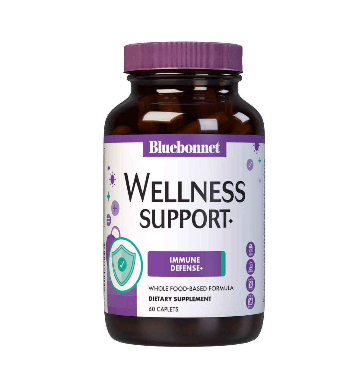 Bluebonnet Wellness Support caplets in a bottle for daily immune support