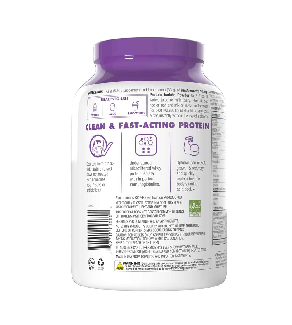 Active lifestyle with BlueBonnet whey protein isolate tub