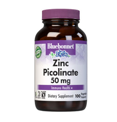 BlueBonnet Zinc Picolinate 50 mg bottle shown for daily immune support.