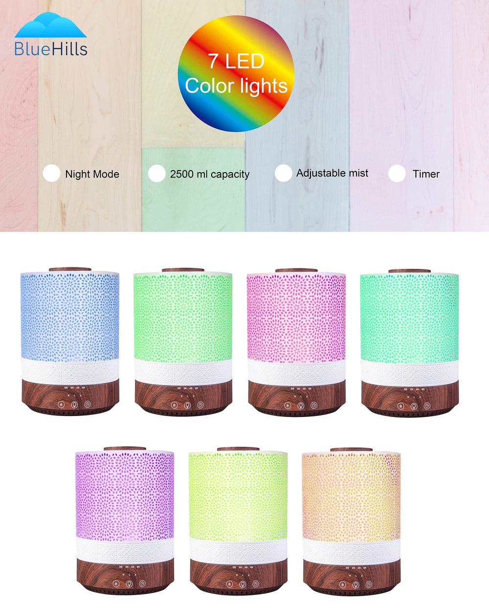 BlueHills diffuser placed in a cozy bedroom setup