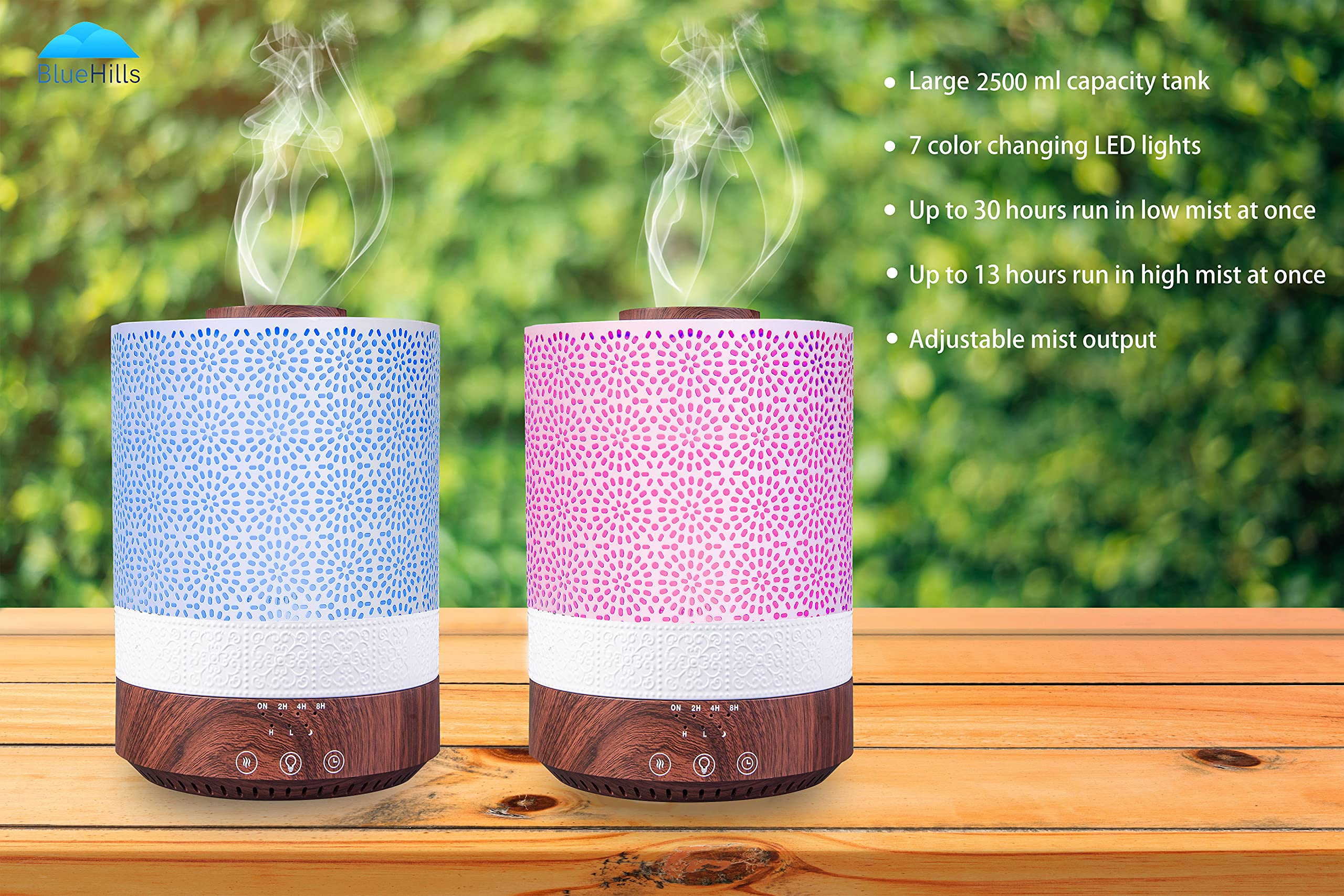 BlueHills diffuser with dark wood grain finish for stylish decor