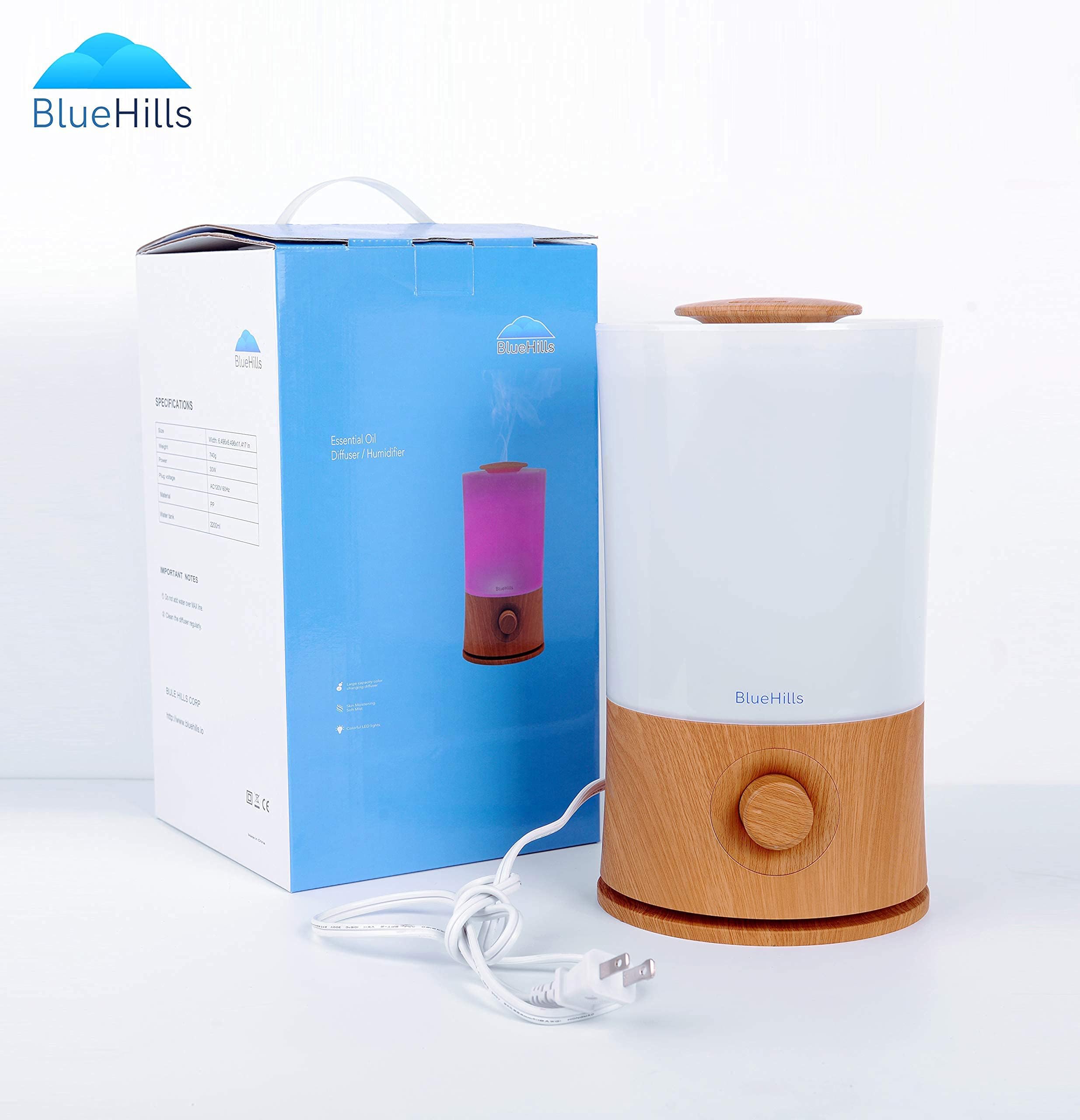 BlueHills diffuser with multiple mist modes for customizable aromatherapy sessions.
