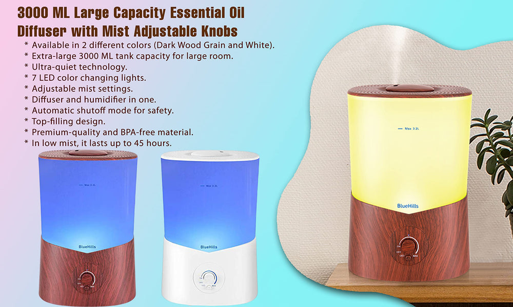 BlueHills diffuser in dark wood shows easy cleaning and low-maintenance use.