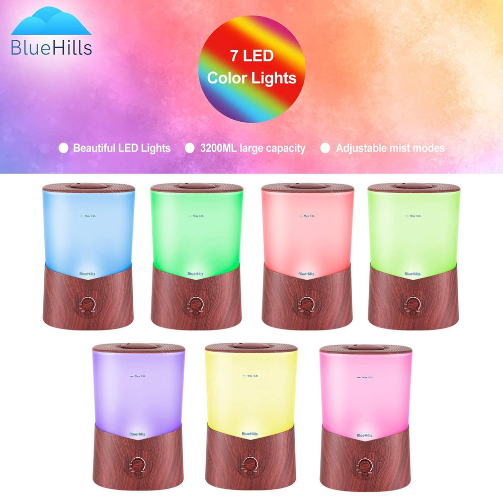BlueHills diffuser in dining area with even mist distribution and calm ambiance.