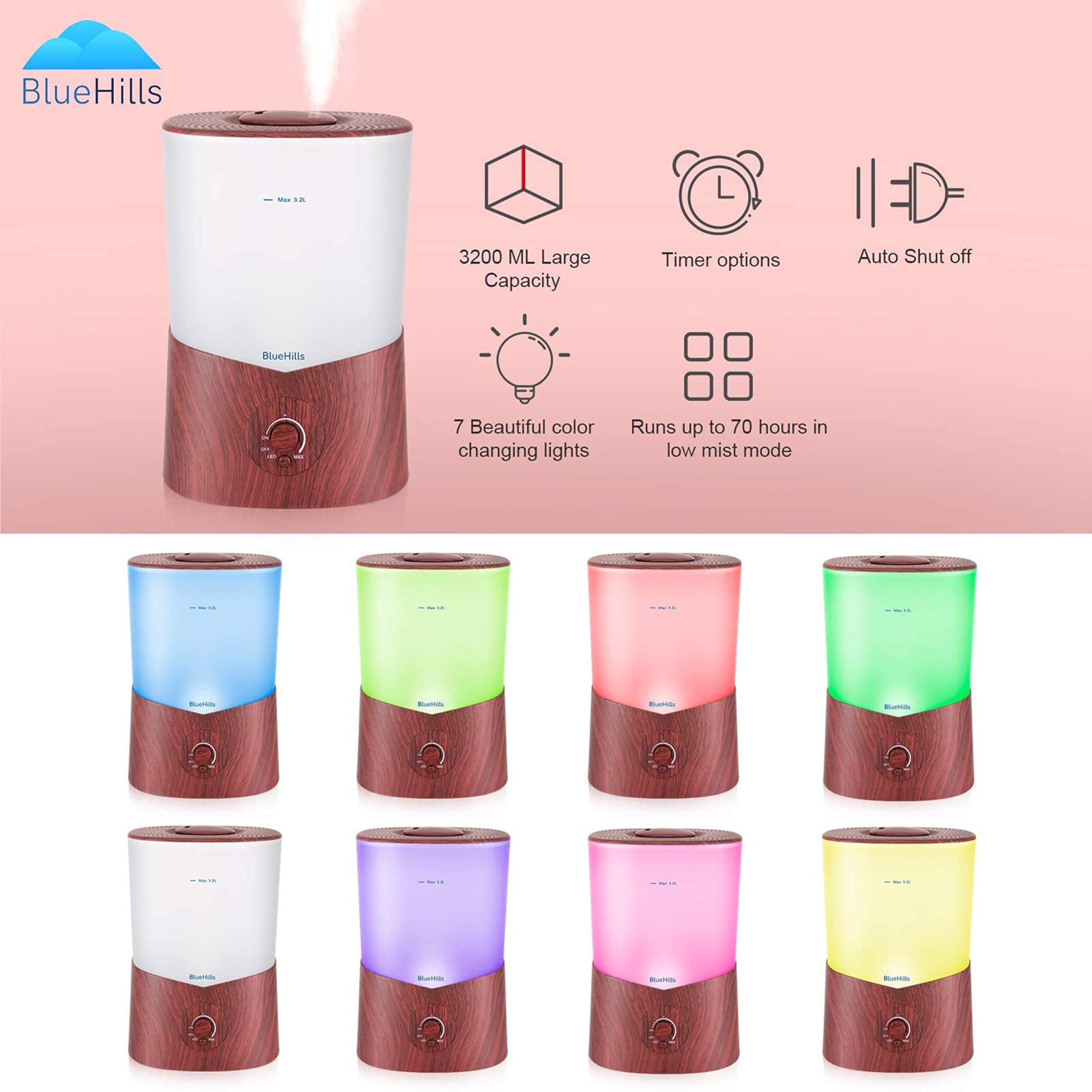 BlueHills large-capacity diffuser humidifying and scenting a cozy living area.