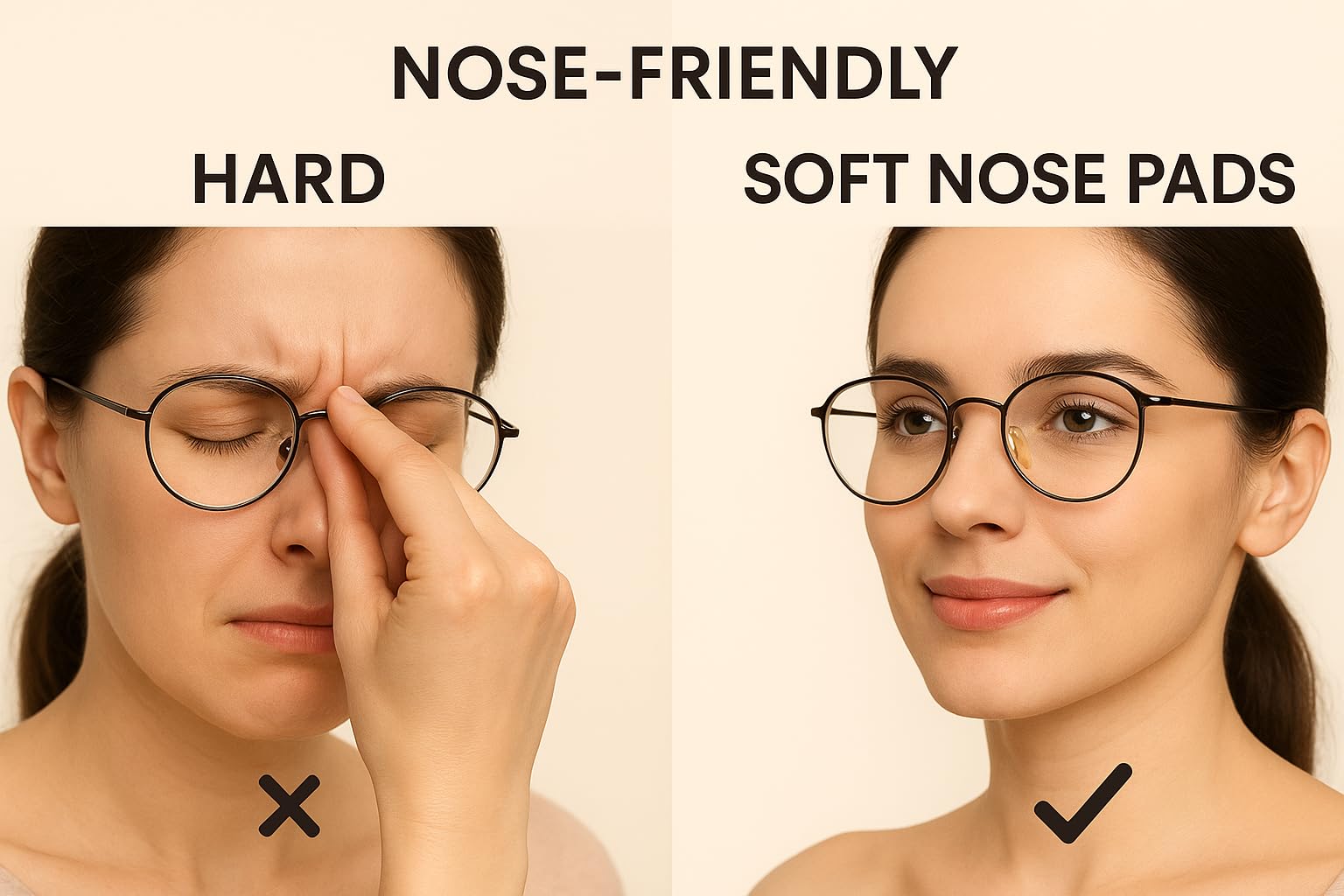 Bluelark EVA foam nose pads in half-moon shape for gentle cushioning and secure adhesion
