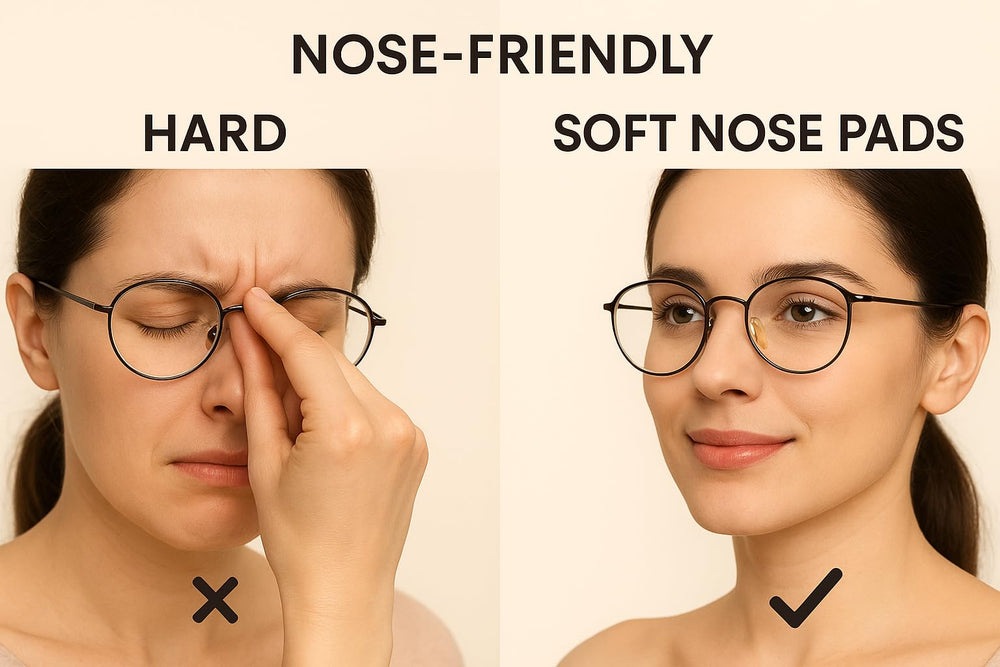 Bluelark EVA foam nose pads in half-moon shape for gentle cushioning and secure adhesion