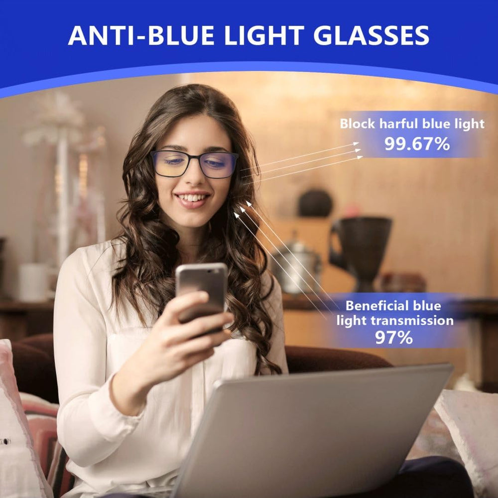 Close-up of anti-reflection coating on Bluemoky lenses, reduces glare effectively.