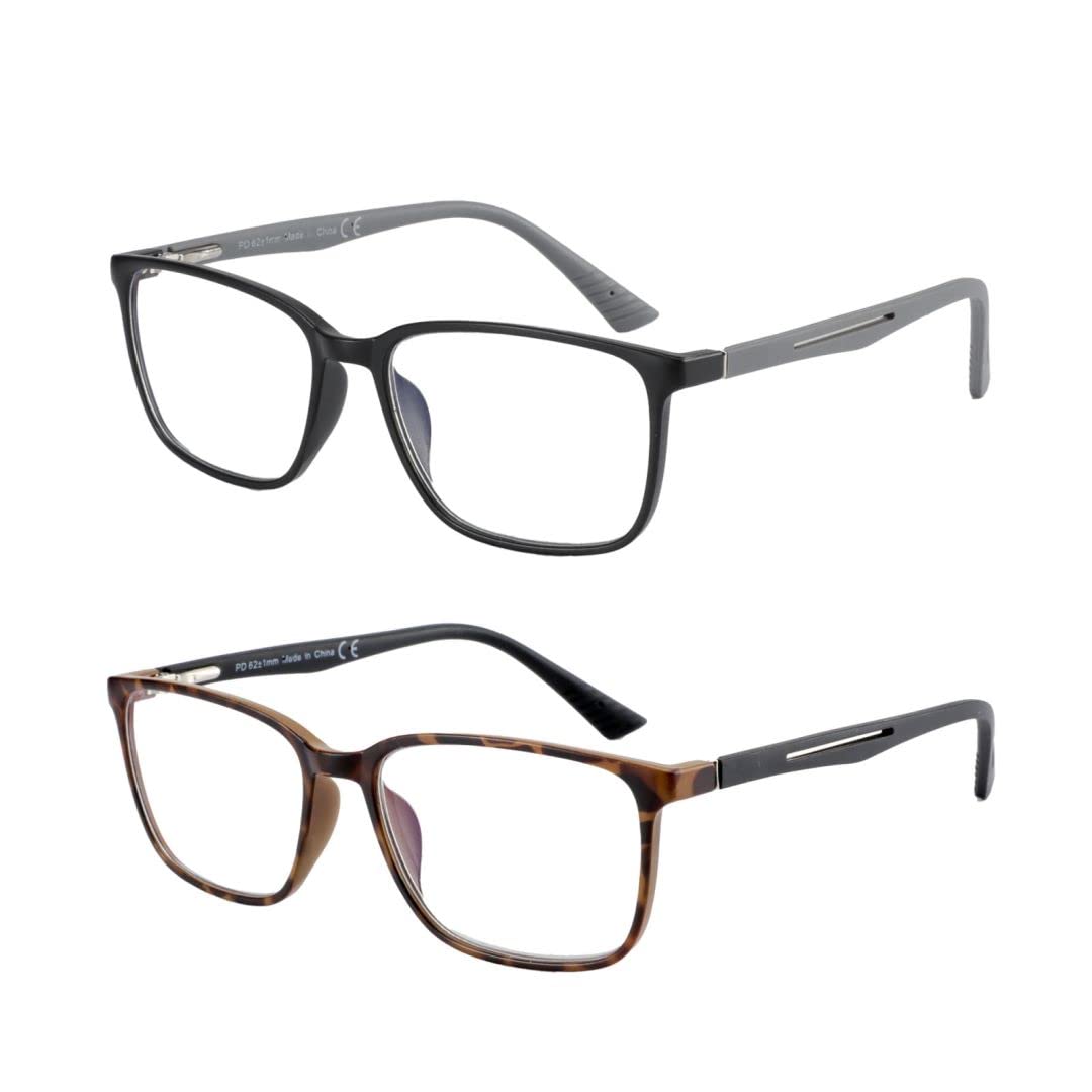 BLUEMOKY blue light reading glasses with square frame for men and anti-glare protection