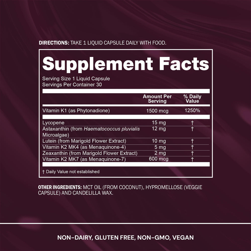 Blueprint Bryan Johnson Advanced Antioxidant ingredients list includes lutein zeaxanthin lycopene