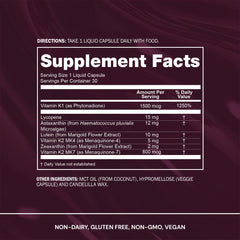 Blueprint Bryan Johnson Advanced Antioxidant ingredients list includes lutein zeaxanthin lycopene