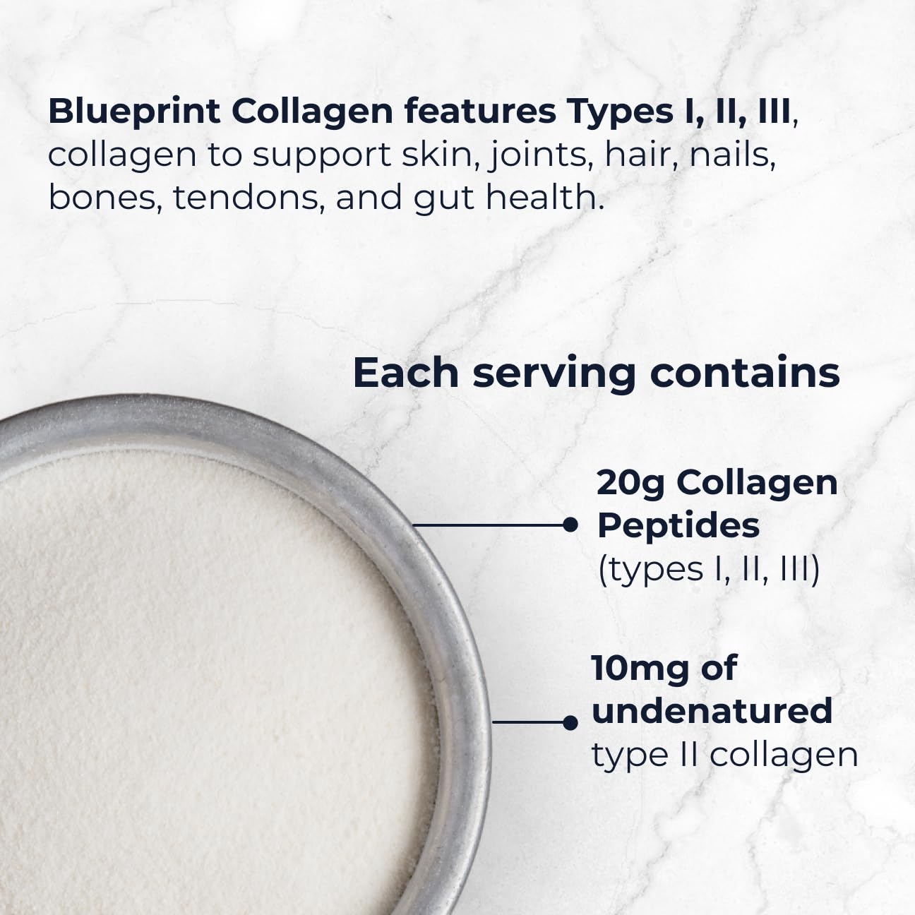 Blueprint Bryan Johnson collagen powder added to tea for a gentle daily routine